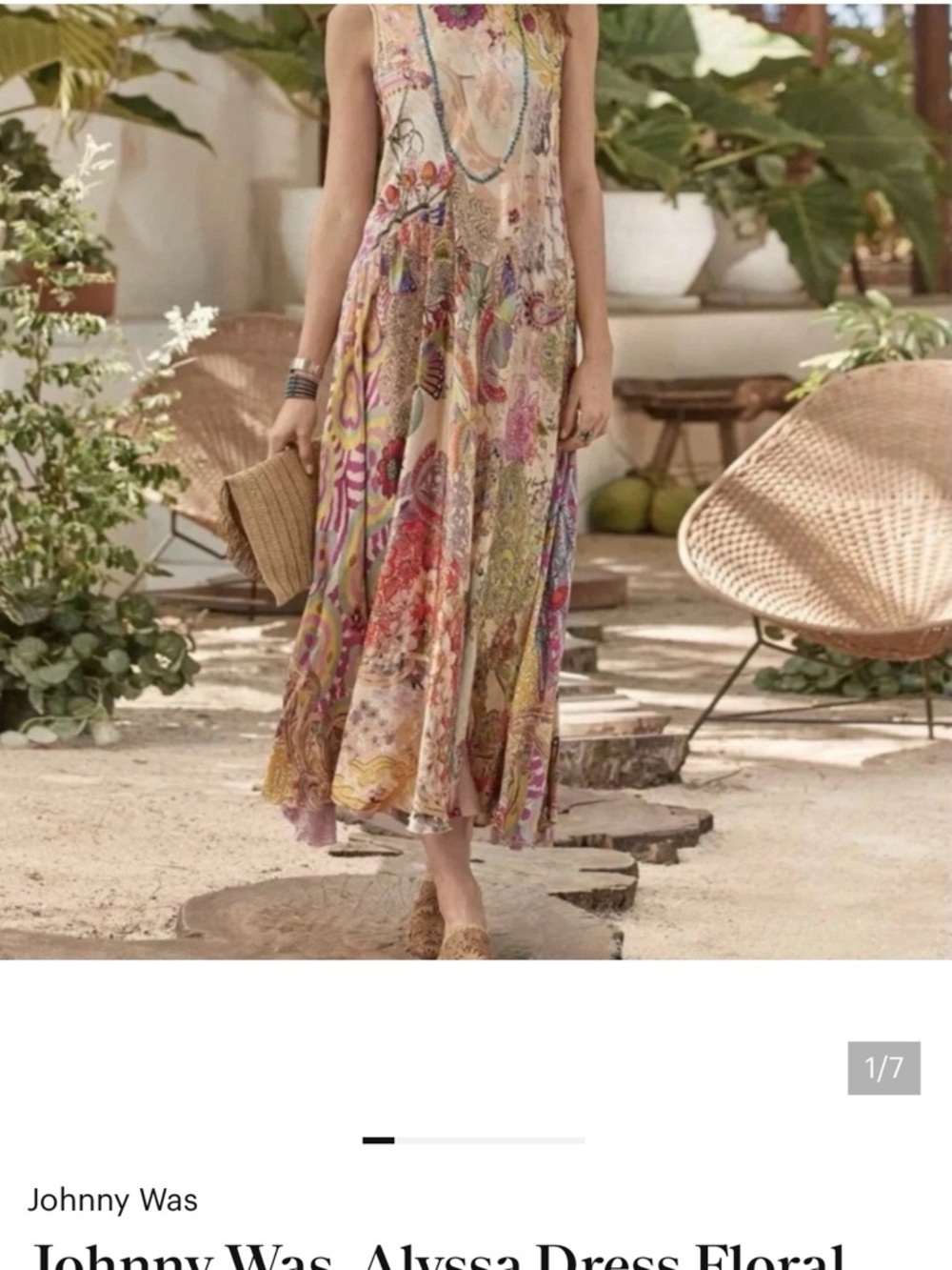 Johnny Was Cream Multicolor Floral Dress